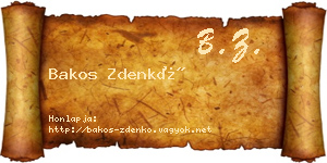 Bakos Zdenkó névjegykártya
